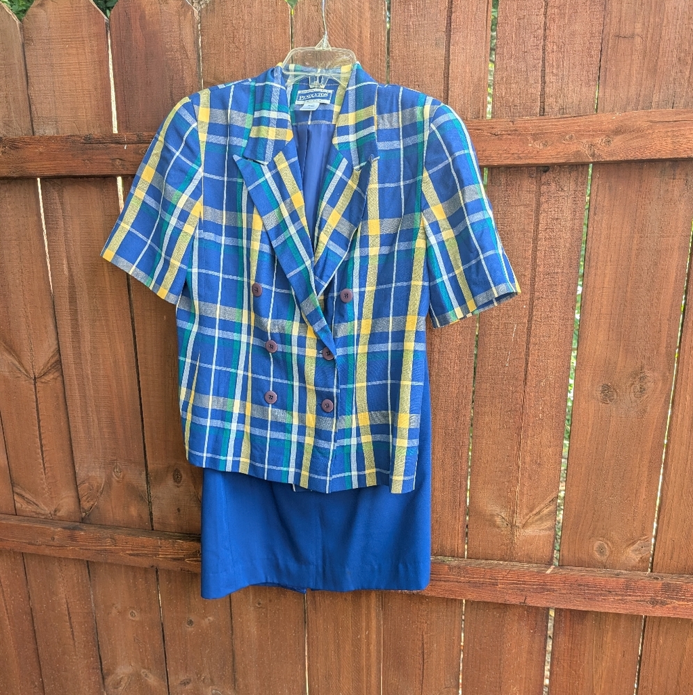 Vintage Pendleton petite Plaid Blazer and Skirt Set- sz 4